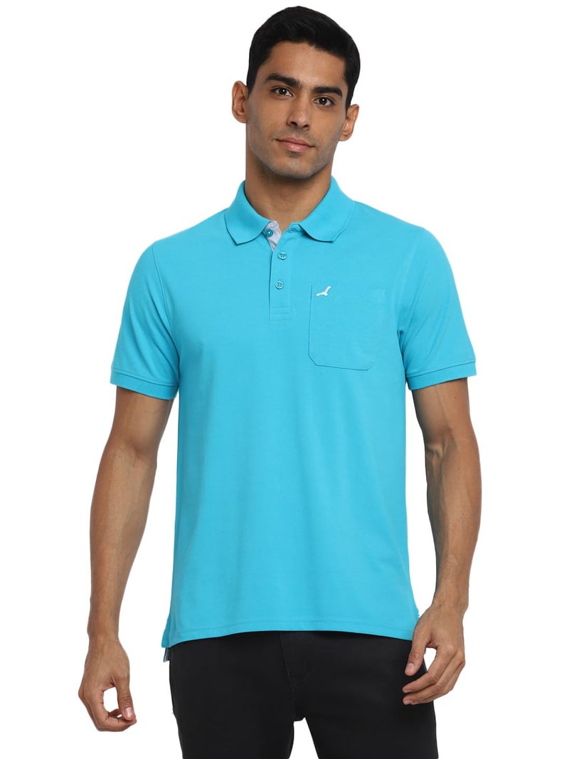 AMERICAN CREW Polo Collar Regular Fit T-Shirt For Men With Pocket (Ac360-Xxl_Bachelor Button), Blue - Image 1
