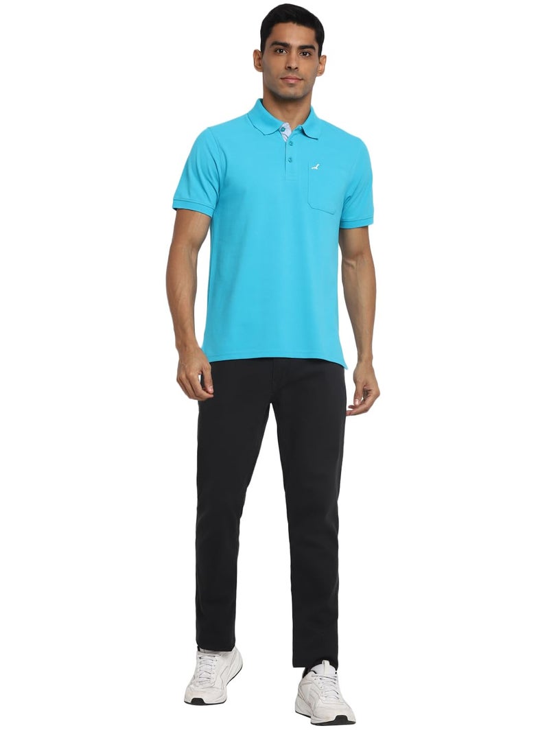 AMERICAN CREW Polo Collar Regular Fit T-Shirt For Men With Pocket (Ac360-Xxl_Bachelor Button), Blue - Image 2
