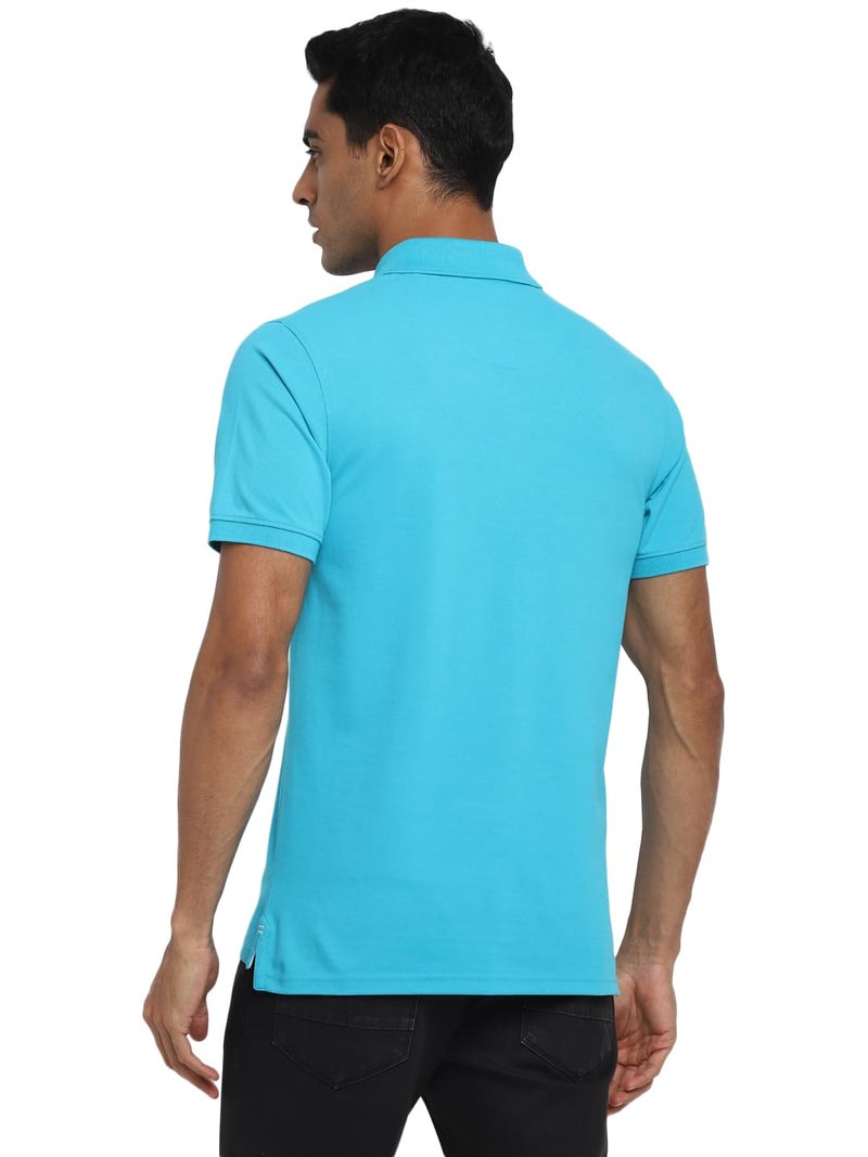 AMERICAN CREW Polo Collar Regular Fit T-Shirt For Men With Pocket (Ac360-Xxl_Bachelor Button), Blue - Image 3