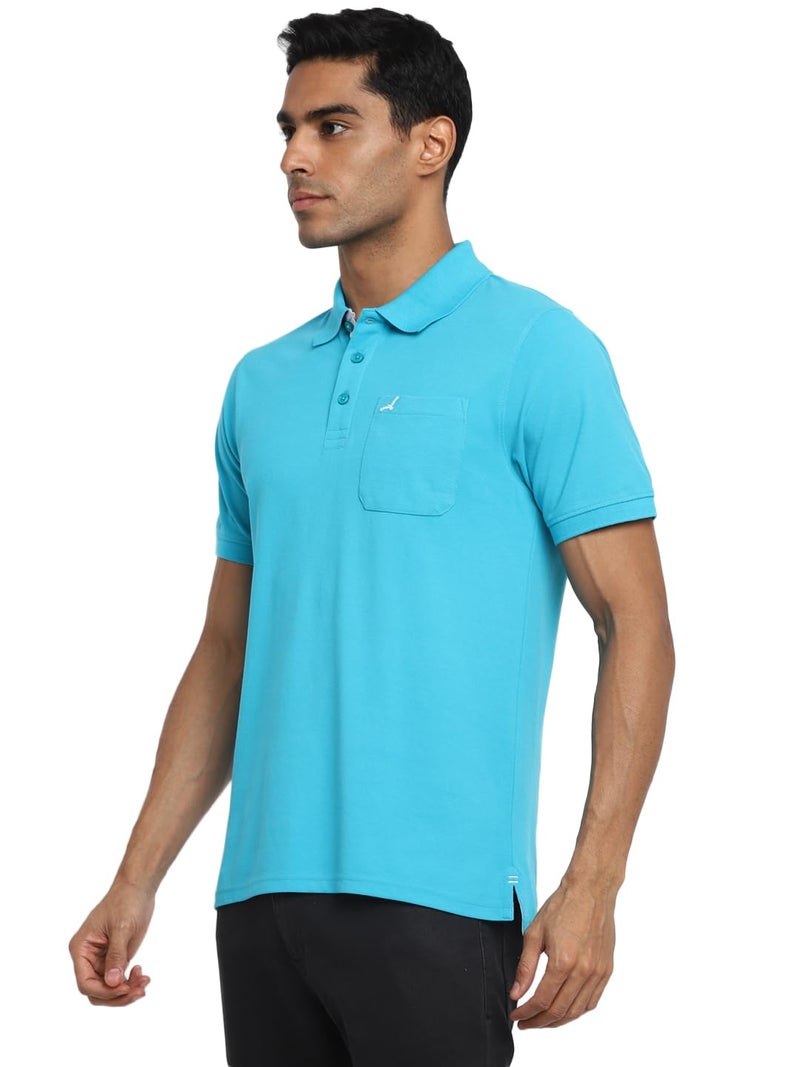 AMERICAN CREW Polo Collar Regular Fit T-Shirt For Men With Pocket (Ac360-Xxl_Bachelor Button), Blue - Image 5