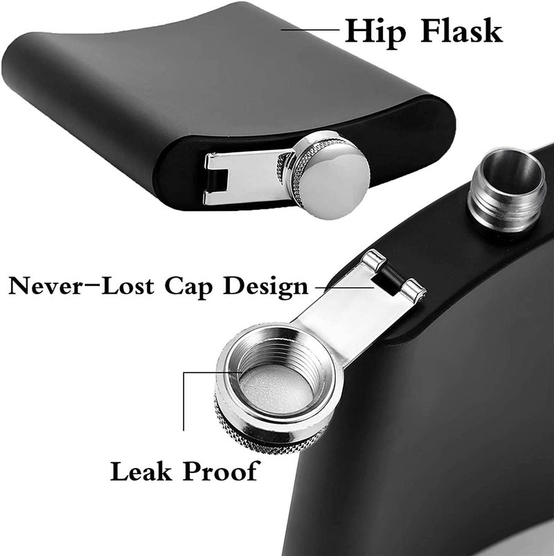 Linist Portable Hip Flask Set of 2, 8 oz Alcohol Flasks with Hip Flask Funnel for Men and Women, Used for Storing Drinks (BLACK-1114) - Image 3