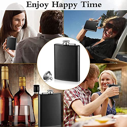 Linist Portable Hip Flask Set of 2, 8 oz Alcohol Flasks with Hip Flask Funnel for Men and Women, Used for Storing Drinks (BLACK-1114) - Image 5