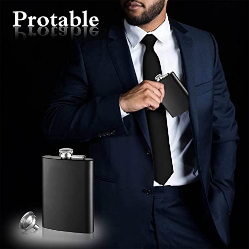Linist Portable Hip Flask Set of 2, 8 oz Alcohol Flasks with Hip Flask Funnel for Men and Women, Used for Storing Drinks (BLACK-1114) - Image 4