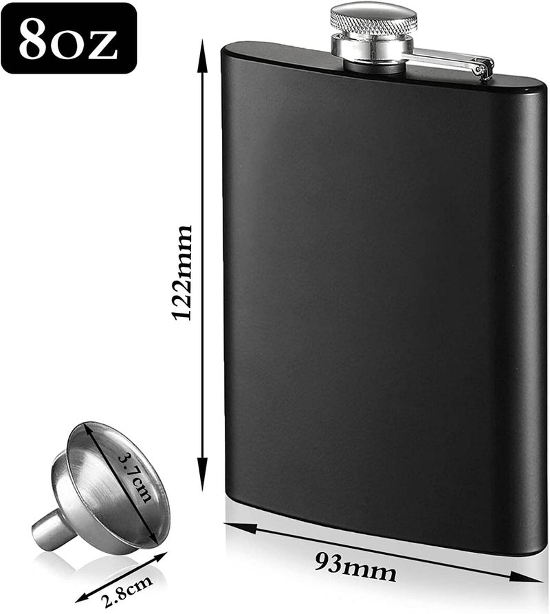 Linist Portable Hip Flask Set of 2, 8 oz Alcohol Flasks with Hip Flask Funnel for Men and Women, Used for Storing Drinks (BLACK-1114) - Image 2