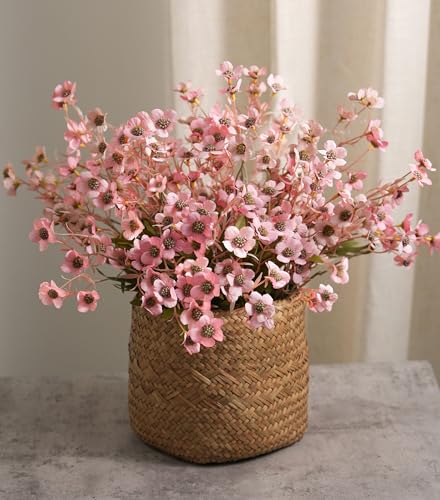 florisso Artificial Wild Flowers Indoor 12 Pcs Long Stems Fake Flowers Pink Silk Faux Flowers for Vase Filler Table Centerpiece Floral Arrangement Home Decor Pink - Image 1