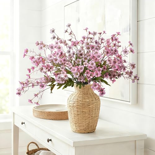 florisso Artificial Wild Flowers Indoor 12 Pcs Long Stems Fake Flowers Pink Silk Faux Flowers for Vase Filler Table Centerpiece Floral Arrangement Home Decor Pink - Image 3