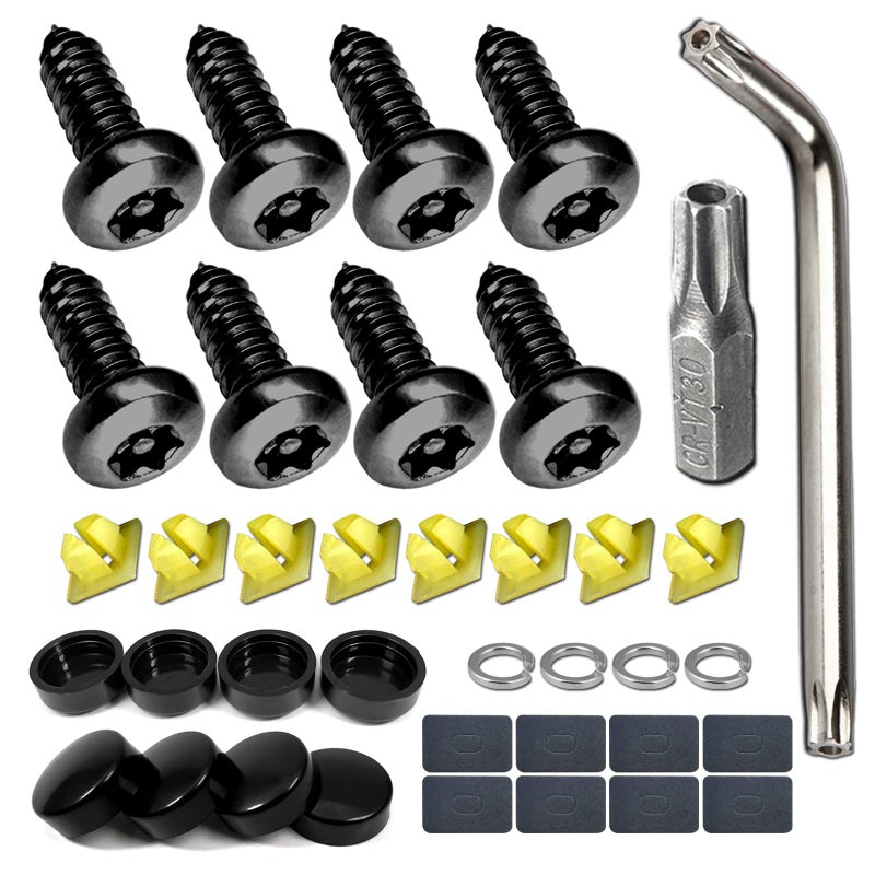 YoUoY Anti Theft License Plate Screw- Black License Plate Screw for Plate Mounting, Stainless Steel Car Tag Frame Screw (Self-Tapping Screws-8)