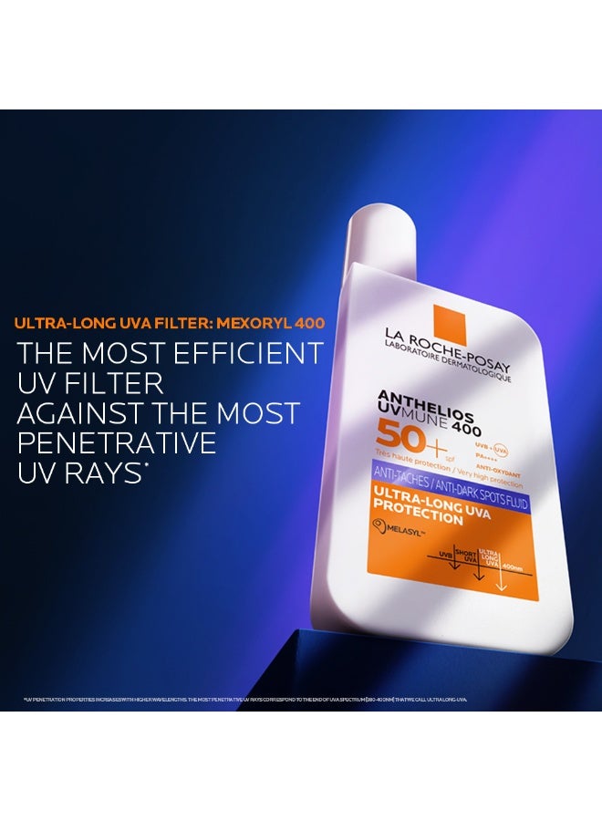 LA ROCHE-POSAY Anthelios UVMune 400 Anti-Dark Spots Fluid SPF 50+ for Men/Women; Dermatologically-Tested With Melasyl, Corrects and Protects Un-Even Skin Tone 50ML - Image 4