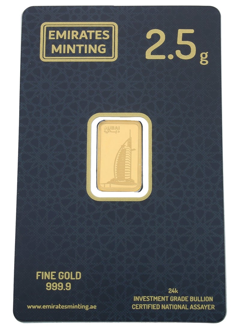 EMIRATES MINTING - Emirates Minting 2.5 Grams Burj Al Arab Gold Bar 999.9 Purity - Image 1
