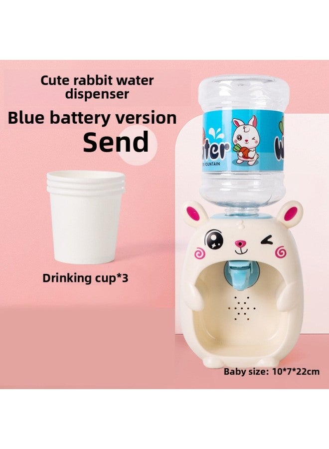 Children's Mini Cartoon Q Cute Duck Fun Water Dispenser Electric Sound And Light Simulation Play House Beverage Machine Kitchen Toys-Color:Blue Cute Rabbit (without Battery) - Image 1