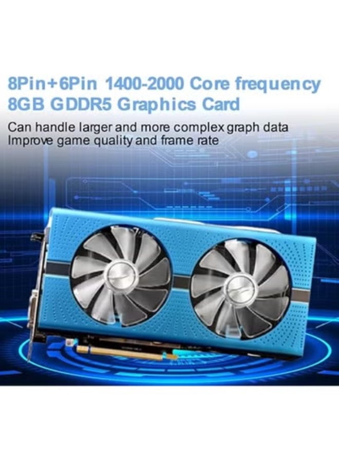 كارت شاشة RX590 – سعة 8 جيجا GDDR5 – أداء قوي للألعاب – ناقل 256Bit بمدخلين طاقة 8Pin + 6Pin - Image 2