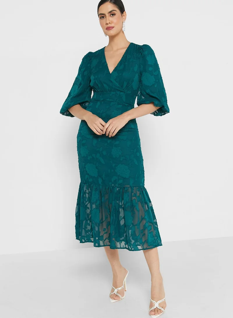 ELLA Textured Fit & Flare Dress for Women | Best Price Qatar
