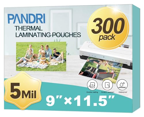 PANDRI Laminating Sheets, PANDRI 300 Pack Thermal Laminator Pouches Holds 8.5 x 11 Inch, 5 Mil Clear Laminator Paper 9 x 11.5 Inch, Letter Size - Image 1