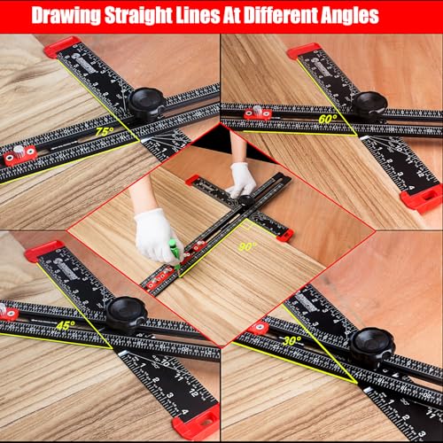 RONGPRO 4 in 1 Adjustable T-Square Measuring Tools, 24in Aluminum Drilling Positioning Ruler, Cabinet Hardware Jig, Marking Gauge Tools for Woodworking, Include Portable Storage Bag. (Black) - Image 5