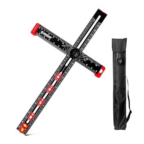 RONGPRO 4 in 1 Adjustable T-Square Measuring Tools, 24in Aluminum Drilling Positioning Ruler, Cabinet Hardware Jig, Marking Gauge Tools for Woodworking, Include Portable Storage Bag. (Black) - Image 1