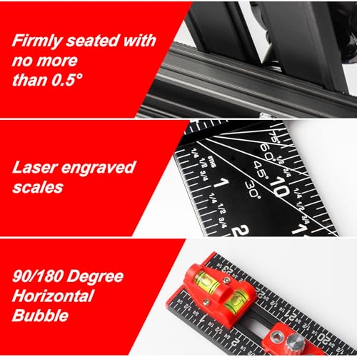 RONGPRO 4 in 1 Adjustable T-Square Measuring Tools, 24in Aluminum Drilling Positioning Ruler, Cabinet Hardware Jig, Marking Gauge Tools for Woodworking, Include Portable Storage Bag. (Black) - Image 4