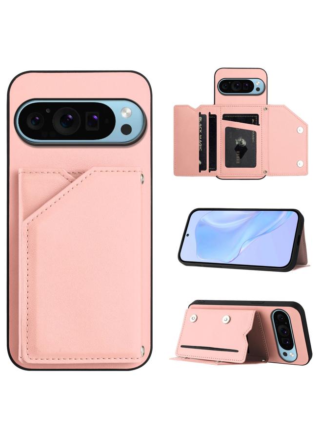 The Bros Phone Case For Google Pixel 9 Skin Feel Four Card Slots Phone Phone Case with Wrist Strap - Image 1