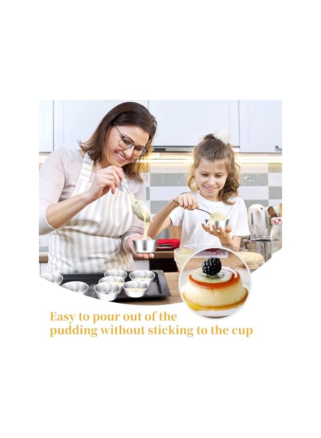 S-TOP 10 Pcs Aluminum Mold Cup, Egg Molds, Individual Molds, Aluminium Pudding Cup, Chocolate Molten Mould, Raspberry Souffle Baking Maker, Brownie Tumbler for Pie, Egg Tart, Cake (2.63"x 1.3") - Image 2