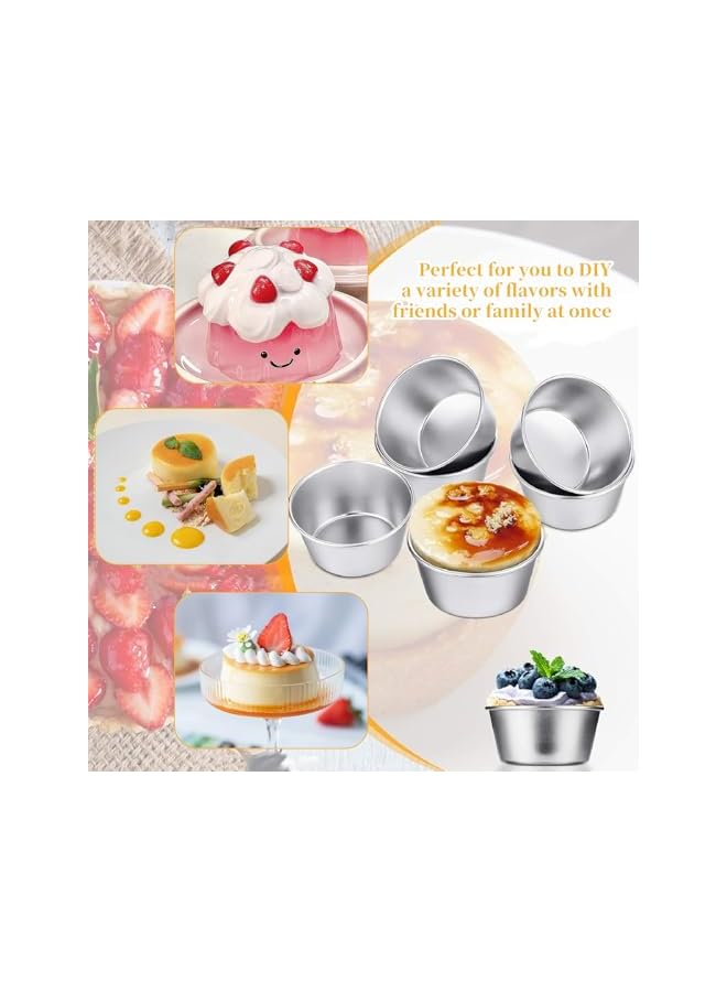 S-TOP 10 Pcs Aluminum Mold Cup, Egg Molds, Individual Molds, Aluminium Pudding Cup, Chocolate Molten Mould, Raspberry Souffle Baking Maker, Brownie Tumbler for Pie, Egg Tart, Cake (2.63"x 1.3") - Image 3