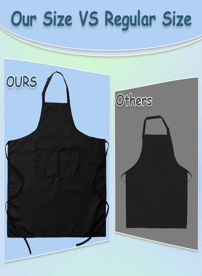King Mills Unisex 1pkPlus Size Kitchen Cooking Aprons With Pockets, Ideal For Xl Xxl Or Waist W38+. Extra Large And Long.(Black) - Image 2