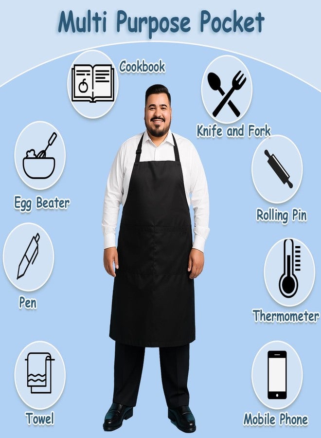 King Mills Unisex 1pkPlus Size Kitchen Cooking Aprons With Pockets, Ideal For Xl Xxl Or Waist W38+. Extra Large And Long.(Black) - Image 5