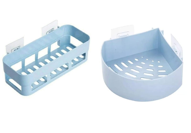 MOHAK MOHAK Multipurpose ABS Plastic Strong Adhesive Kitchen Bathroom Wall Bathroom Shelf and Corner Without Drilling Storage Rack Combo 11  - Image 1