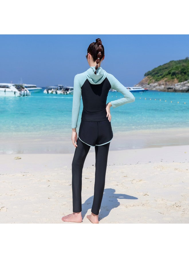 XTEP Separate Sun Protection Swimsuit For Women, Long Sleeve And Pants, High Elasticity Surfing Diving Suit, Conservative Slimming Beach Hot Spring Vacation Swimsuit - Image 4