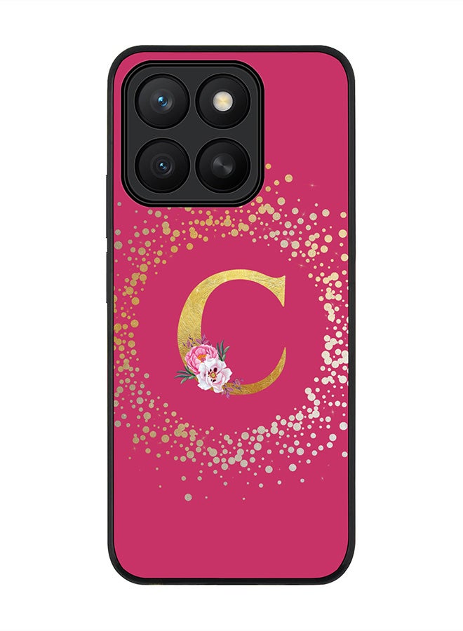Stylizedd For Honor X8c Case,Slim fit Camera Protection, Shockproof Thin Phone cover  - Custom Monogram Floral - C ( Deep Pink )