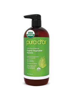 Pura d'or PURA D'OR Organic Vegetable Glycerin (24oz) Derived from Coconut,100% Pure Premium Grade,Clear & Odorless,Non-GMO,Kosher,Vegan,Cold Pressed,Hair,Skin & DIY Base (Packaging may vary) 