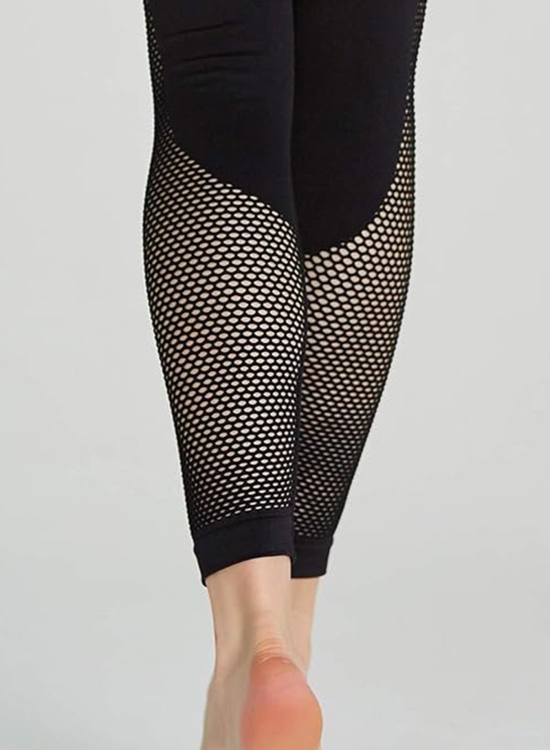 Sharpdo Women's High Rise Seamless Dry Fit Yoga Leggings with Knitted Mesh Calf - Image 4