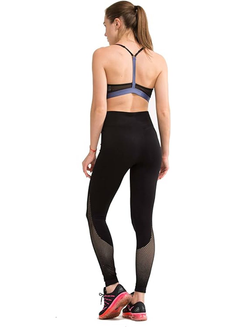Sharpdo Women's High Rise Seamless Dry Fit Yoga Leggings with Knitted Mesh Calf - Image 3