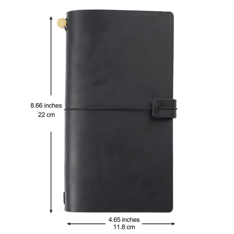 Moterm Travelers Notebook - 8.6'' x 4.9'' Retro Handmade Leather Travel Journal (Standard Sizes, Black) - Image 5