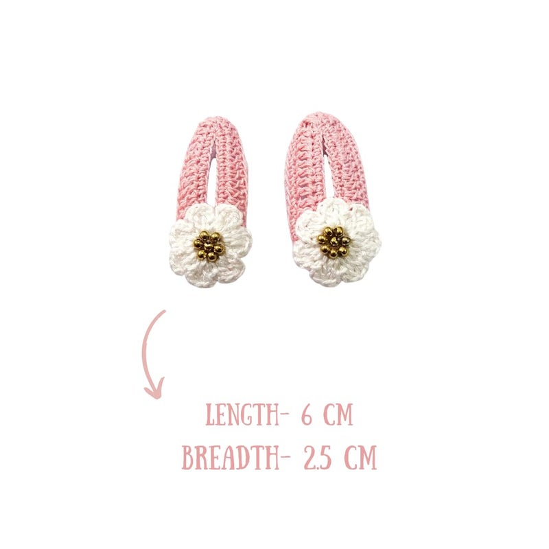Happy Threads | Hair Accessories - Pink with White Flowers, Fancy pins for Young girls - Image 2
