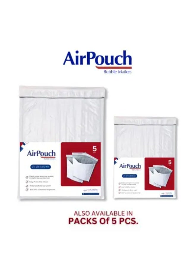 AirPouch Plastic Bubble Mailers Waterproof Padded Shipping Envelopes, Air Pouch Peel & Seal Tear-Resistant Mailers, Color White Size Medium (180×260)- 5 Pcs - Image 2