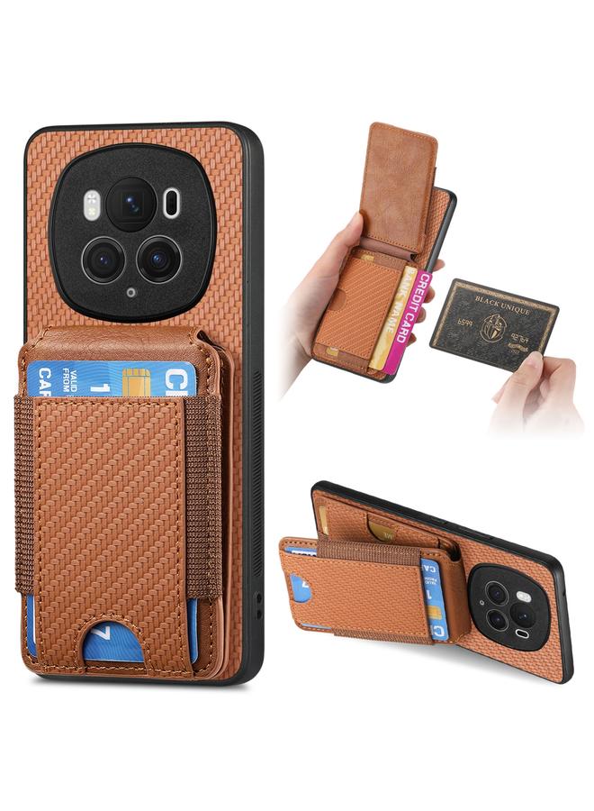 Green Tiger Case For Honor Magic6 Pro Carbon Fiber Vertical Flip Wallet Stand Phone Case - Image 1