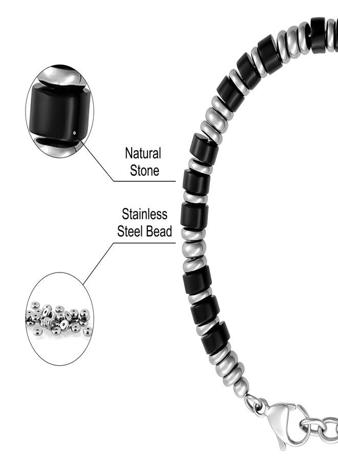 SIUMAL Boho Stainless Steel Bracelets for Men, Beaded Bracelets, Mens Bracelet - Image 5