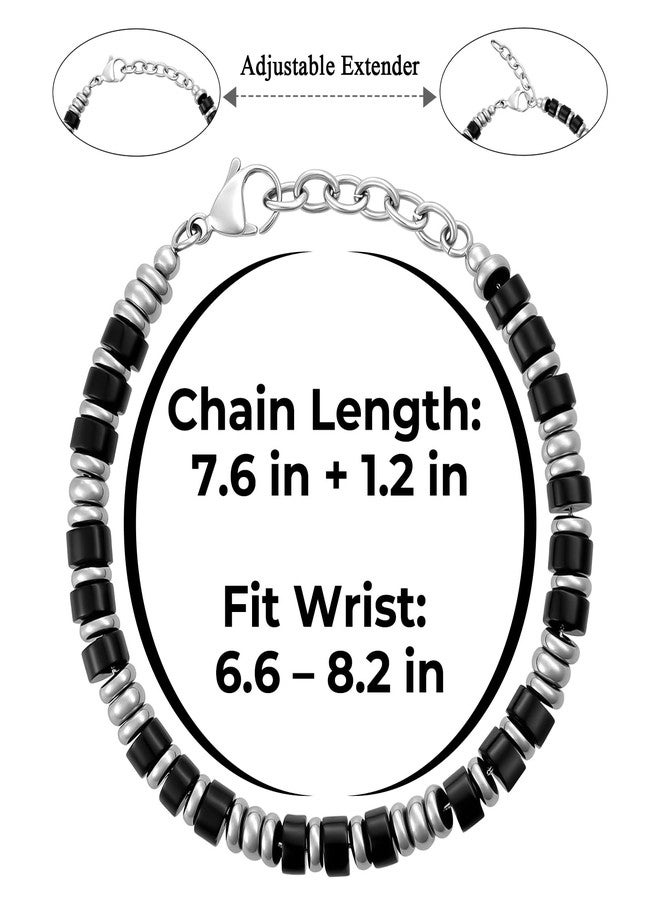 SIUMAL Boho Stainless Steel Bracelets for Men, Beaded Bracelets, Mens Bracelet - Image 3