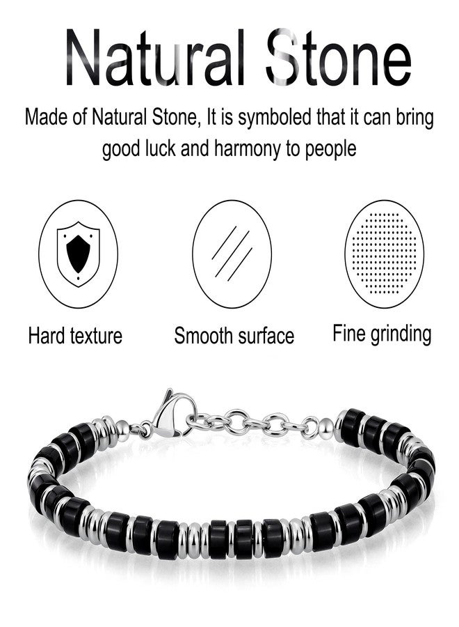 SIUMAL Boho Stainless Steel Bracelets for Men, Beaded Bracelets, Mens Bracelet - Image 4