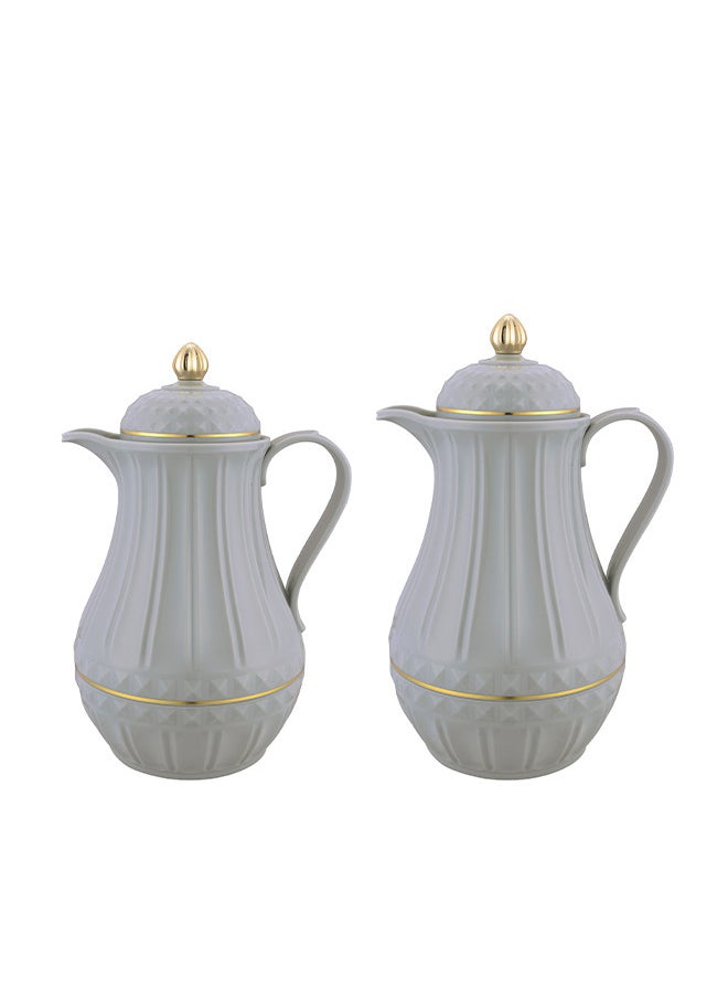REEM 2-Piece Tea/Coffee Flask Set 0.6L & 1L Grey/Gold 