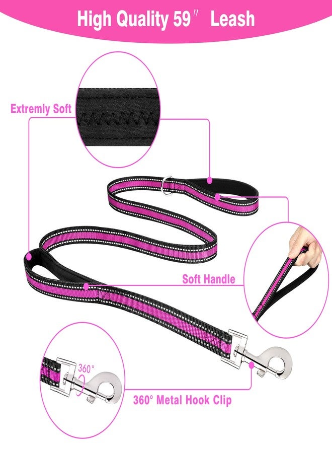 WINSEE Pet Harness Collar and Leash Set, All-in-one Reflective Dog Harness No Pull with Adjustable Buckles for Puppies, Small, Medium, Large, and Extra-Large Dogs (Large, Rosy) - Image 3