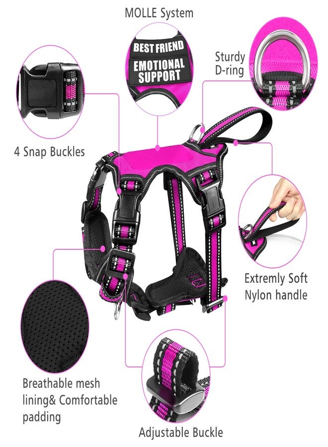 WINSEE Pet Harness Collar and Leash Set, All-in-one Reflective Dog Harness No Pull with Adjustable Buckles for Puppies, Small, Medium, Large, and Extra-Large Dogs (Large, Rosy) - Image 4