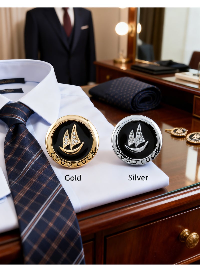 HomeNoor Good Luck Sailboat Brooch, Gold Round Lapel Pin, Premium Suit Accessory for Business, Wedding, Formal & Casual Wear, Perfect Gift for Men & Women - Image 4