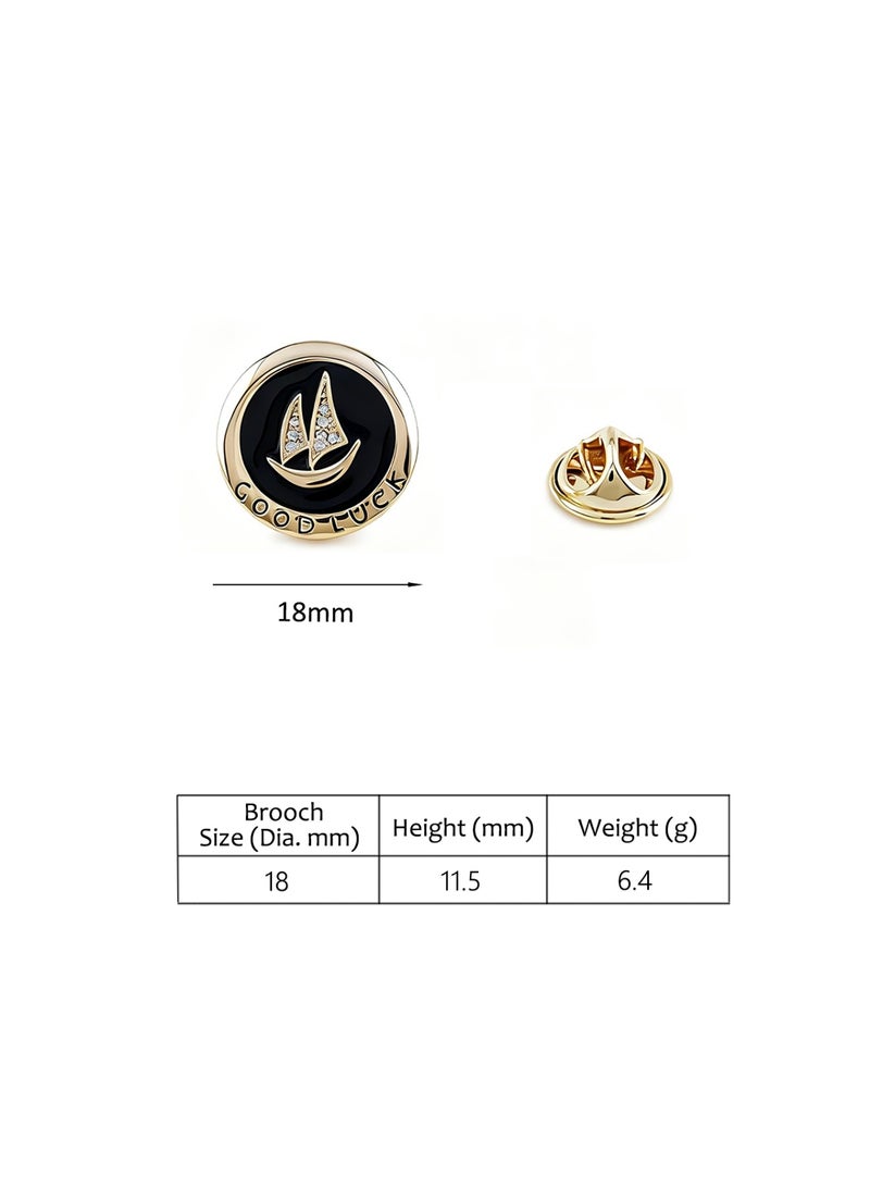 HomeNoor Good Luck Sailboat Brooch, Gold Round Lapel Pin, Premium Suit Accessory for Business, Wedding, Formal & Casual Wear, Perfect Gift for Men & Women - Image 3