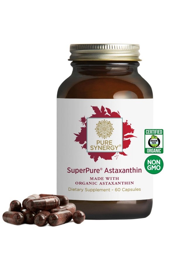 Pure Synergy مستخلص أستازانتين سوبر بيور من بيور سينرجي | أستازانتين عضوي من الطحالب مع ليسيثين عباد الشمس | دعم مضاد للأكسدة لصحة الجلد والعين (60 كبسولة) - Image 1