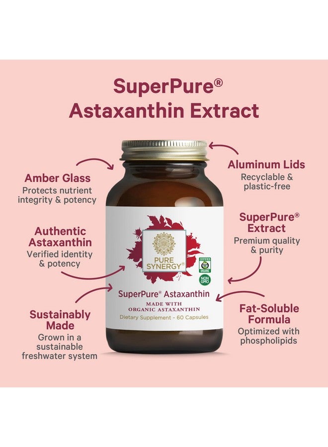 Pure Synergy مستخلص أستازانتين سوبر بيور من بيور سينرجي | أستازانتين عضوي من الطحالب مع ليسيثين عباد الشمس | دعم مضاد للأكسدة لصحة الجلد والعين (60 كبسولة) - Image 3