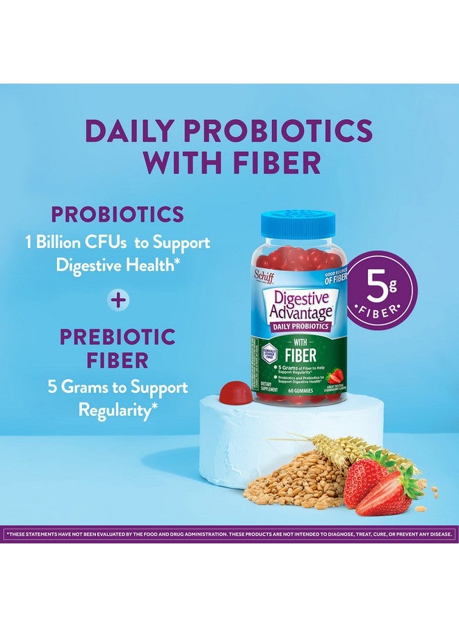 Digestive Advantage Prebiotic Fiber Gummies + Probiotics For Digestive Health Daily Gummies For Women & Men Digestive Supplement For Regularity & Gut Health 60Ct Strawberry Flavor - Image 3