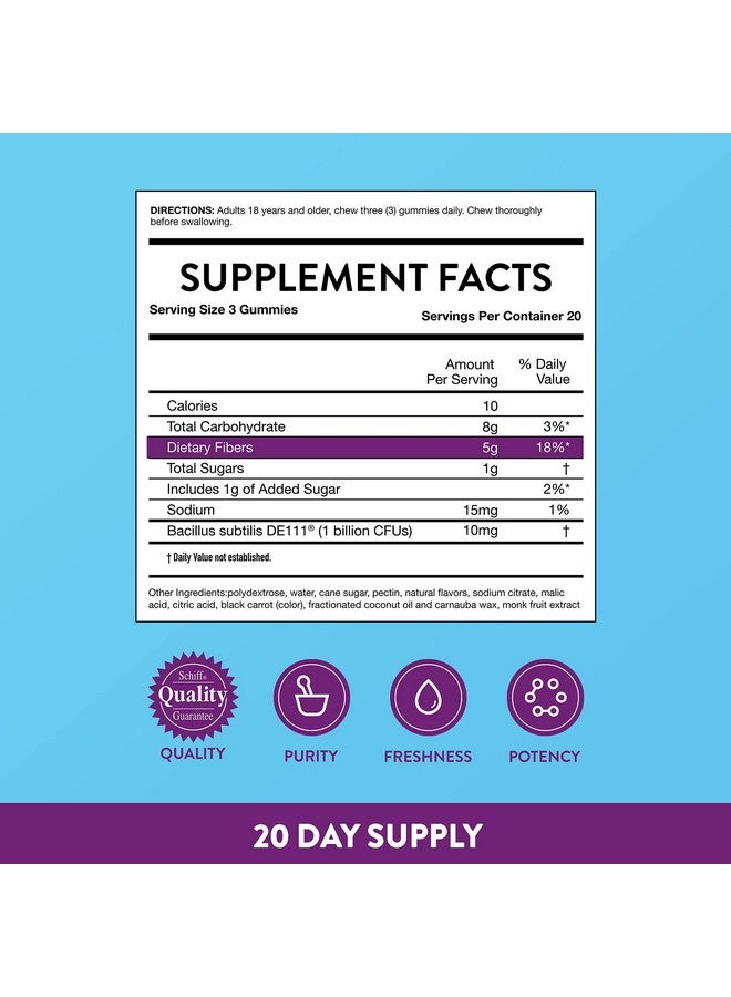 Digestive Advantage Prebiotic Fiber Gummies + Probiotics For Digestive Health Daily Gummies For Women & Men Digestive Supplement For Regularity & Gut Health 60Ct Strawberry Flavor - Image 4