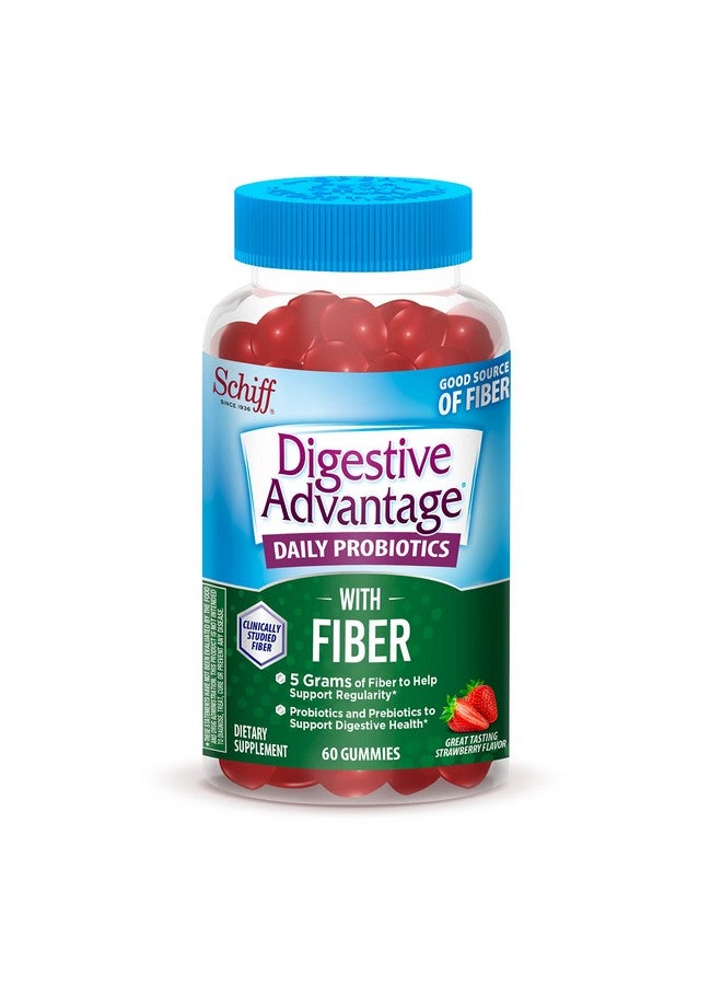 Digestive Advantage Prebiotic Fiber Gummies + Probiotics For Digestive Health Daily Gummies For Women & Men Digestive Supplement For Regularity & Gut Health 60Ct Strawberry Flavor - Image 1