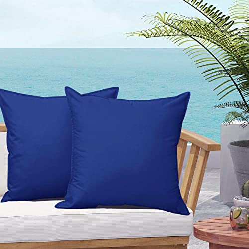 SOFJAGETQ Navy Blue Outdoor Pillow Covers, Waterproof Durable Throw Pillow Covers for Patio, Porch, Decoration Pillow Covers (18x18 inches, 2PCs) - Image 1