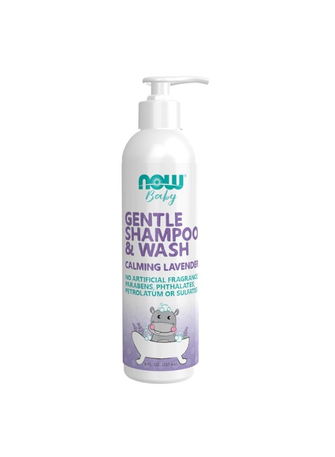 NOW Baby, Gentle Shampoo and Wash, Calming Lavender, Paraben Free, 8 Fluid Ounces